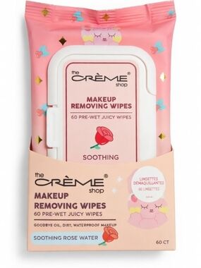 The Crème Shop Soothing Rose Water Makeup Removing Wipes - Pink